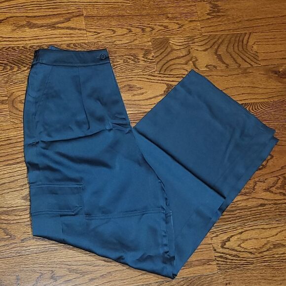 Lumiere Wide Leg Pants Teal Small with Pockets - Picture 1 of 3